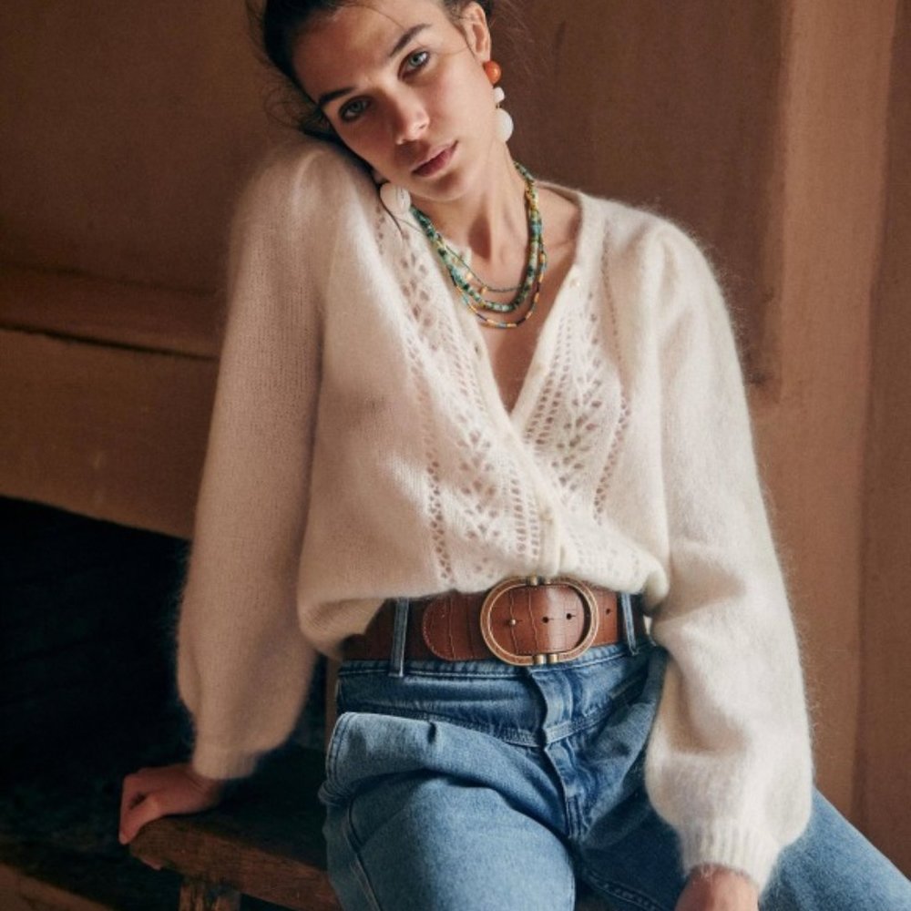 NWOT Sezane Egide Jumper Sweater, white, S